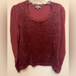MARC AUREL Women's Burgundy Velvet Top